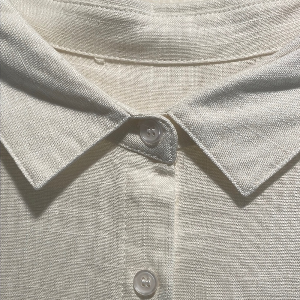 Source Unknown Ivory Textured Button Down Shirt - image 2